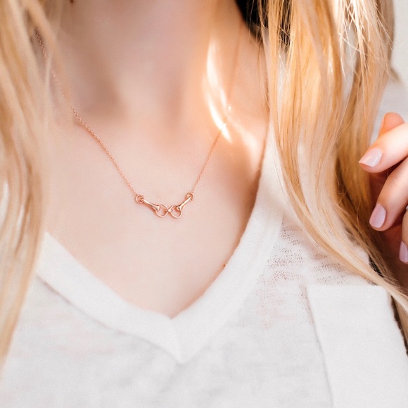 Horse Bit Necklace | 14k Rose Gold Plated - Picture 3 of 5